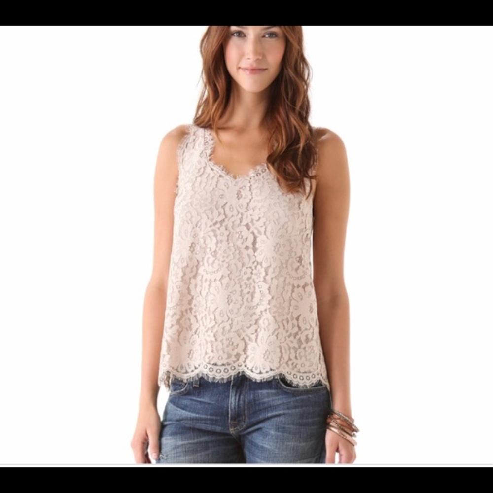 Joie Cina lace tank in light khaki